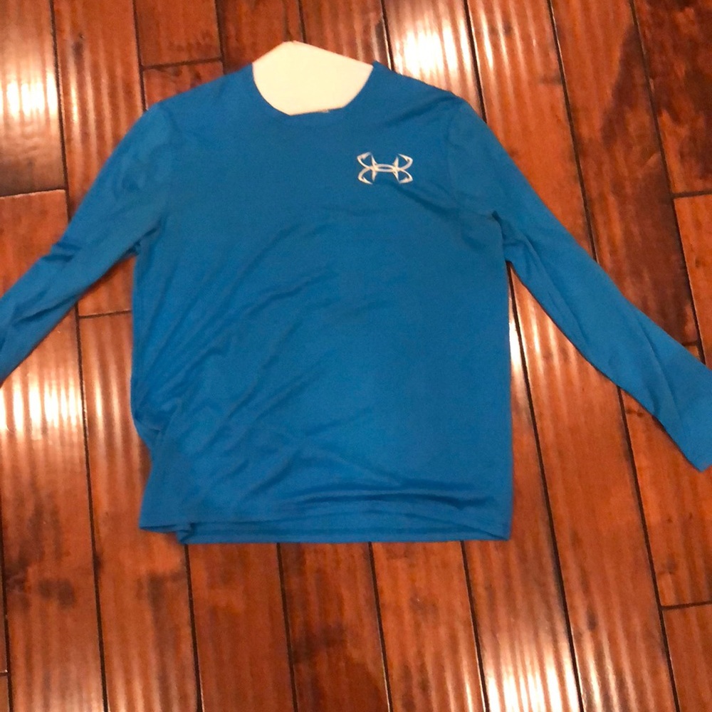 Light blue long sleeve under armour fishing shirt